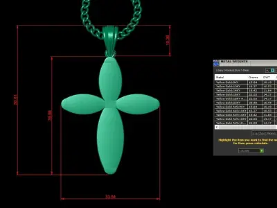 Light Gold 18K Cross Pendant 1CP052 3D print model