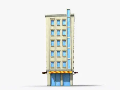 Cartoon Building x31 Low-poly 3D model