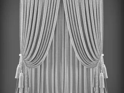 Curtains curtain with tassels Low-poly 3D model purchase