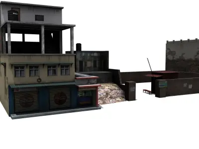 Group of Indian Buildings Low Poly Low-poly 3D model