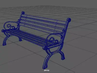 Wooden Bench 3D Model  3D model