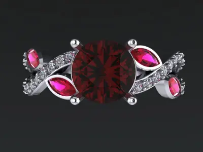 Edwardian style ring with round gem 8mm for CNC or  3D print model