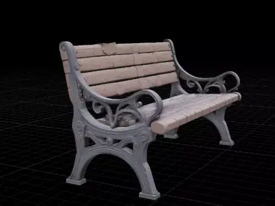 Park Bench Low Poly Game Ready Outdoor 3D Model Low-poly 3D model