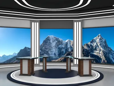 News studio interior Low-poly 3D model