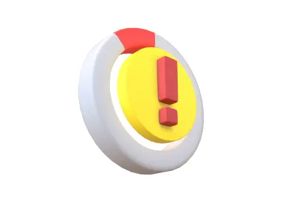 Battery Circle with Exclamation Mark Symbol v1 006 Low-poly 3D model