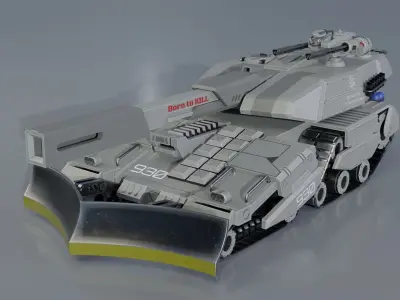 Sci-Fi Low Poly Tank GameReady 3D Model Low-poly 3D model