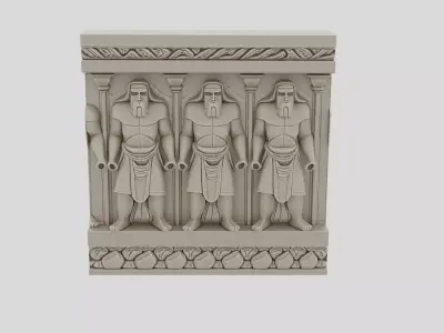 Fantasy Stone Tomb Wall Relief for 3D print Low-poly 3D model