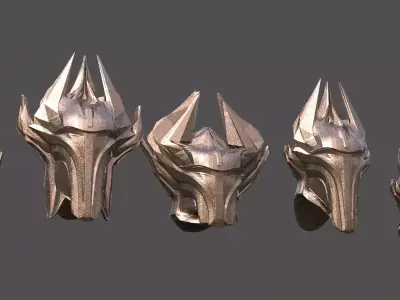 Sci Fi Fantasy Mandalorian style helmet 5 designs 3D model