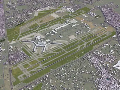 Delhi - Indira Gandhi International Airport - DEL Low-poly 3D model