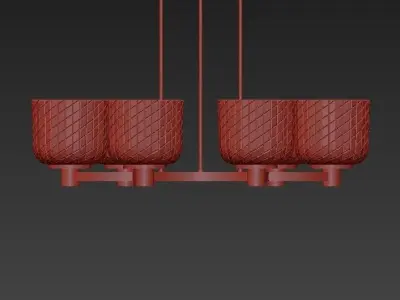HARLOW chandelier with glass shades and brass finish 3D model
