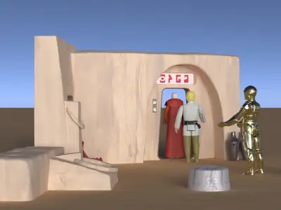 Set 1 Cantina main Entrance Outside 1-12 scale Blackseries 3D print model