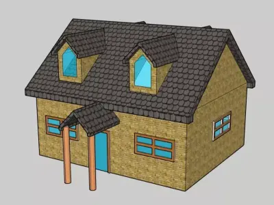 House with two windows and roof 3D model