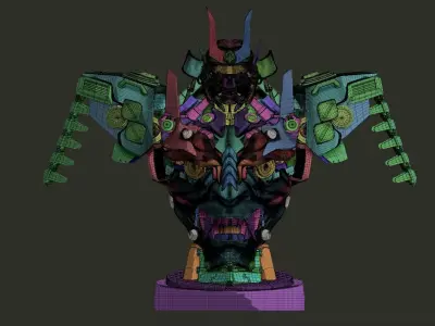 mecha robot samurai torso statue 3D print model