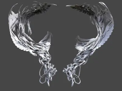 Silent Night Dark slender wings  3D model
