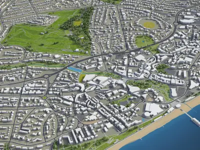 Poole - Bournemouth Low-poly 3D model