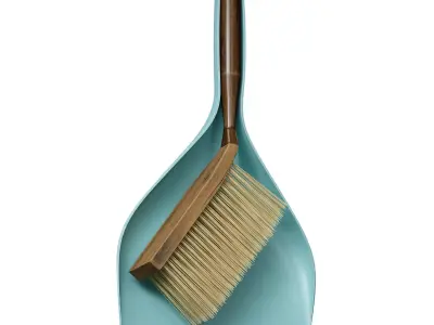 Dustpan with brush Plastic dustpan with wooden brush 3D model
