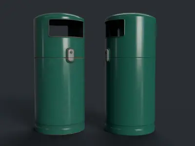 Street Trash Can 5 PBR Game Ready Low-poly 3D model