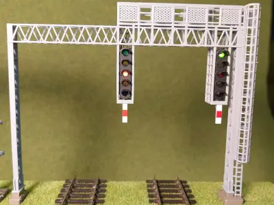 Railway double signal bridge 1-87 resin 3D print model
