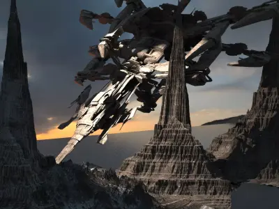 Mars Gods Mountain Ship Kit bash 3D model