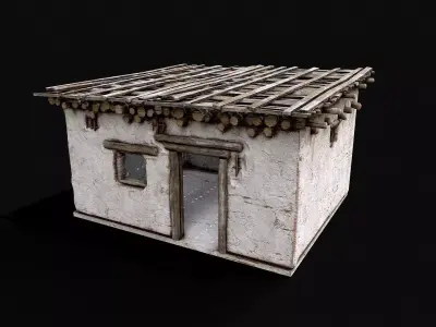 Village White Clay House 5 Low-poly 3D model