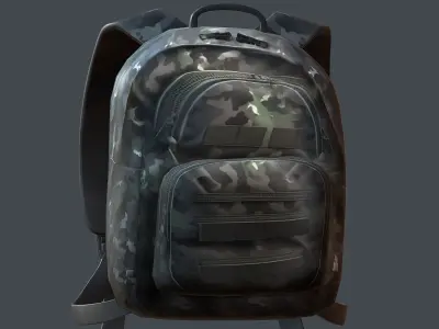 Backpack military combat Black baggage Low-poly 3D model Low-poly 3D model