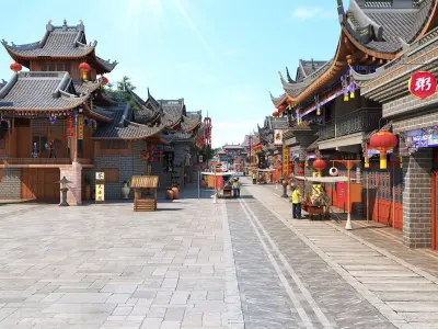  Chinese architecture Low-poly 3D model