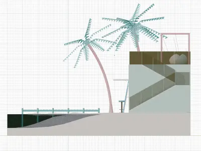 Isometric View Summer Beach 3D Render Illustration 3D model