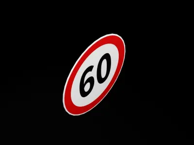 Street Speed Sign Circle Low-poly 3D model
