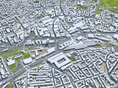 Wuppertal Germany 40km Low-poly 3D model