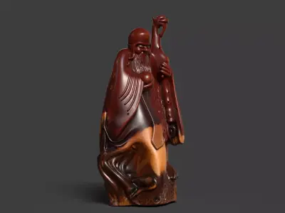 Chinese Wooden Carving Statue  Low-poly 3D model