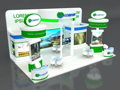 Exhibition Stand Stall 10x6m Height 500 cm 3 Side Open 3D model