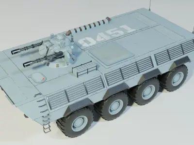  sci-fi armored personnel carrier with turret LowPoly Low-poly 3D model