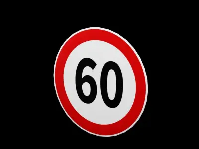 Street Speed Sign Circle Low-poly 3D model