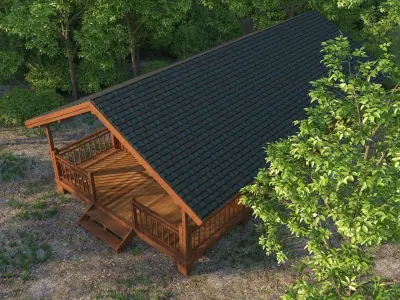 Small Wooden House For Nature Living Low-poly 3D model