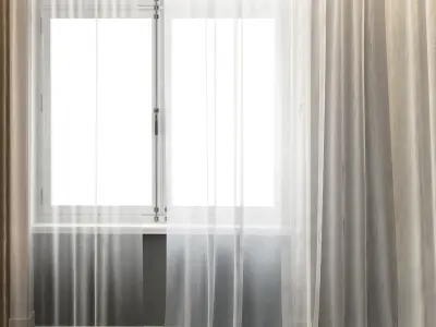 Curtain Set 2 room with curtains and window 3D model