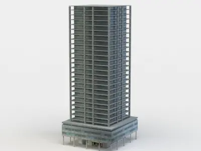 Apartment building Low-poly 3D model 2