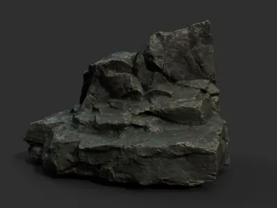 Low poly Black Sharp Rock 210226 Low-poly 3D model