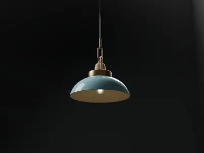 Ceramic Hanging Light with Metal Trim 3D model