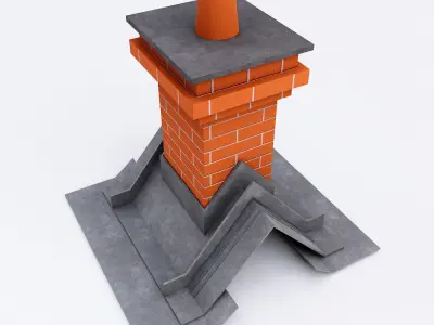 Chimney 3d model with bricks Low-poly 3D model