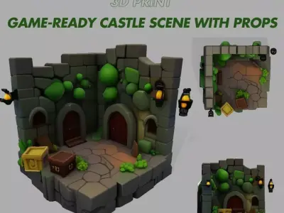 Stylized Dungeon 3D Environment  Modular Fantasy Scene Low-poly 3D model