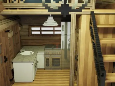 Voxel art cabin 3D model