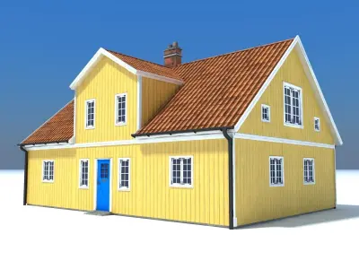 Swedish Yellow House Low-poly 3D model