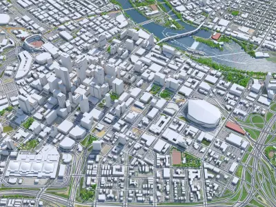 Minneapolis Downtown Minnesota USA Low-poly 3D model