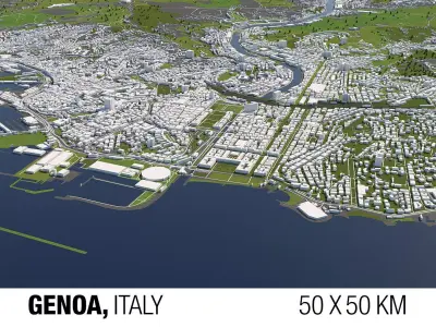 Genoa Italy 50x50km City Map 3D Model 3D model