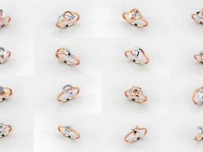 253 Plain Gold Light weight minimalist Rings 3dm stl renders 3D Model Pack