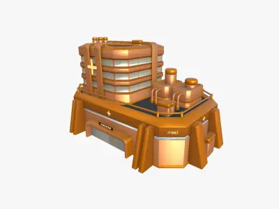 SciFi Hospital A04 Orange - Sci Fi Exterior Design Low-poly 3D model