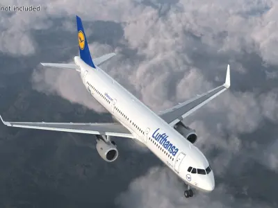  Lufthansa Airbus A321 with Cabin and Cockpit Rigged for Maya 