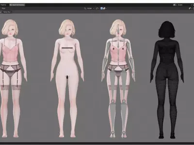 Lingerie clothes 0014 - Rig -Unreal - Unity - Blender - Animated Low-poly 3D model