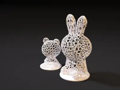 Figurine hare bear 3D print model