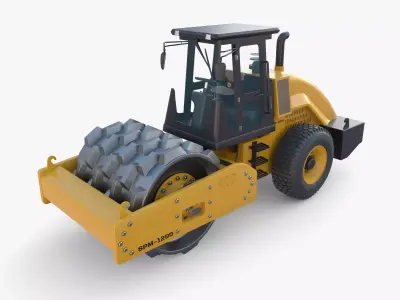 Road roller V6 Low-poly 3D model